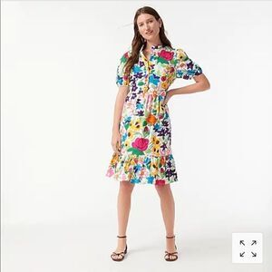 J.Crew Petite puff-sleeve dress in vibrant garden*